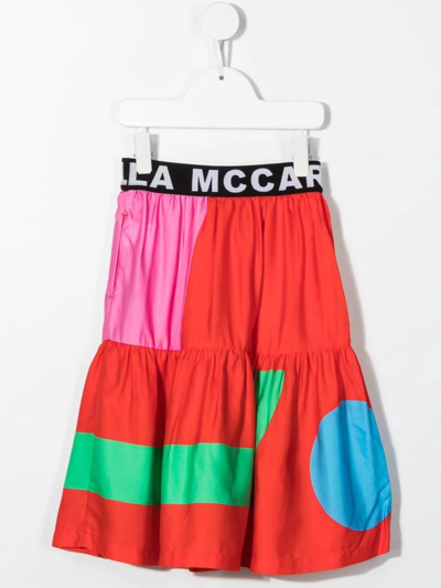 Shop Stella Mccartney Logo Waistband Skirt In Red
