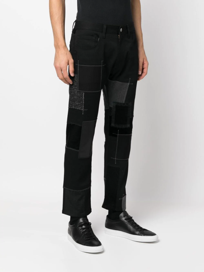 Shop Junya Watanabe Patchwork Cotton-leather Jeans In Black