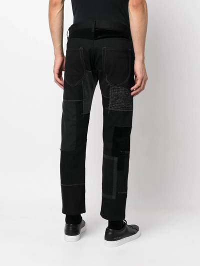 Shop Junya Watanabe Patchwork Cotton-leather Jeans In Black