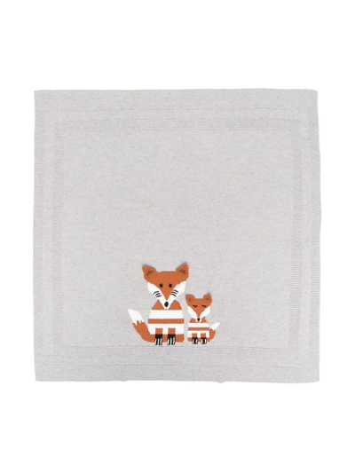 Shop Stella Mccartney Fox-motif Blanket In Grey