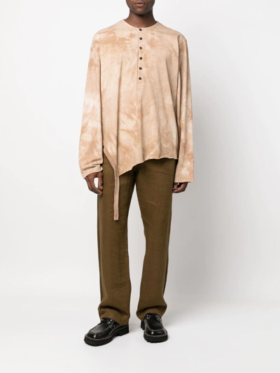 Ziggy Chen Side-stripe Straight-leg Trousers In Green