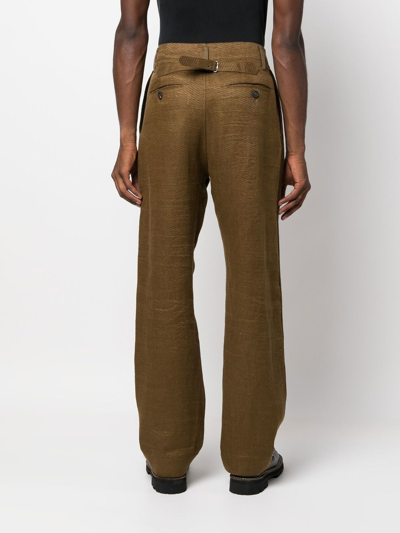 Ziggy Chen Side-stripe Straight-leg Trousers In Green