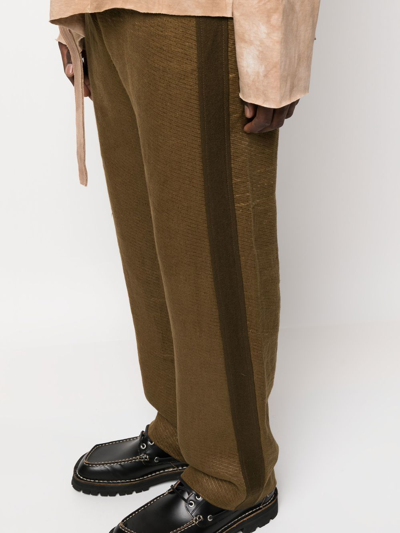 Ziggy Chen Side-stripe Straight-leg Trousers In Green