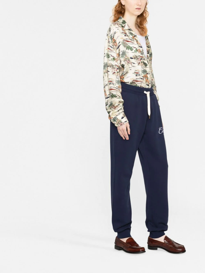 Shop Casablanca Caza Embroidered Track Pants In Blue