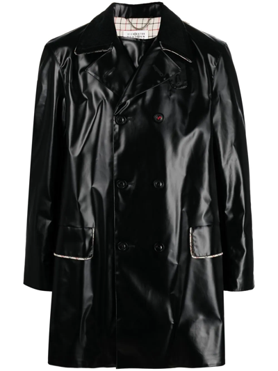 Shop Maison Margiela Coated Double-breasted Coat In Black