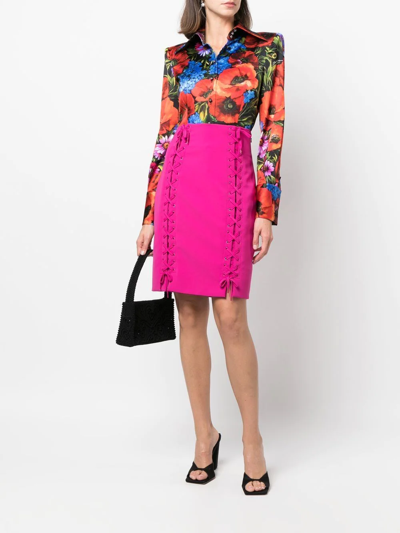 Moschino Tie-fastening Pencil Skirt In Pink
