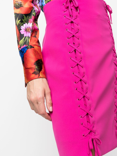 Shop Moschino Tie-fastening Pencil Skirt In Pink