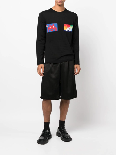 Shop Comme Des Garçons Shirt Graphic-print Round-neck Jumper In Black