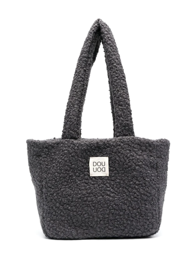 Shop Douuod Fleece Tote Bag In Grey