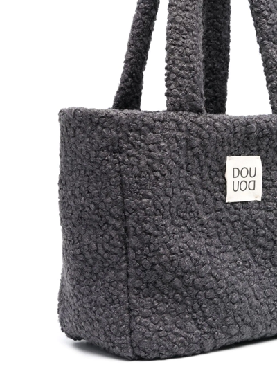 Shop Douuod Fleece Tote Bag In Grey