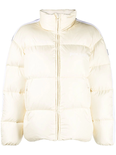 Shop Palm Angels Logo-print Padded Jacket In Neutrals