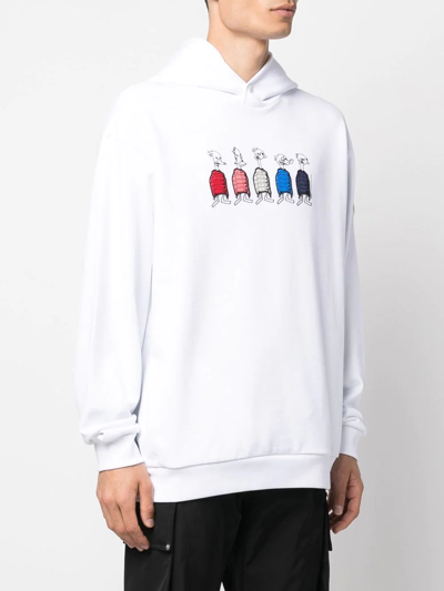 Shop Moncler Duck-print Cotton Hoodie In White