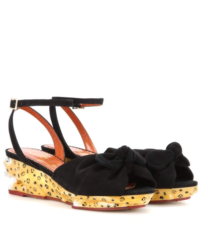 Shop Charlotte Olympia Panthera Suede Wedge Sandals