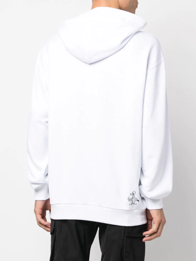 Shop Moncler Duck-print Cotton Hoodie In White