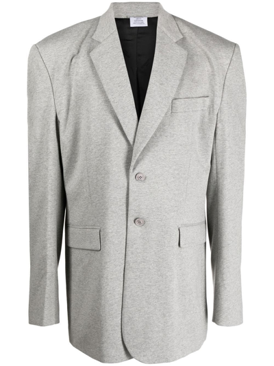 Shop Vetements Single-breasted Shoulder-pad Blazer In Grey