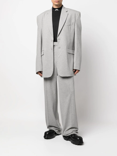 Vetements Single-breasted Shoulder-pad Blazer In Grey