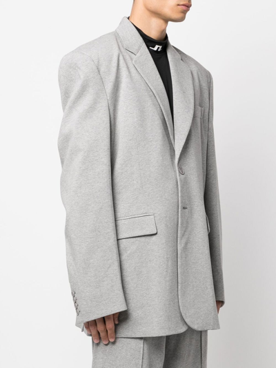 Shop Vetements Single-breasted Shoulder-pad Blazer In Grey