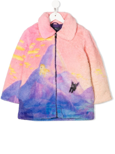 Shop Stella Mccartney Mountain-print Fleece Jacket In Pink