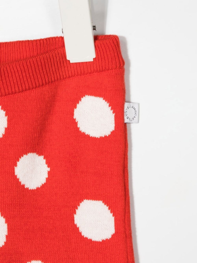 Shop Stella Mccartney Polka-dot Knit Leggings In Red