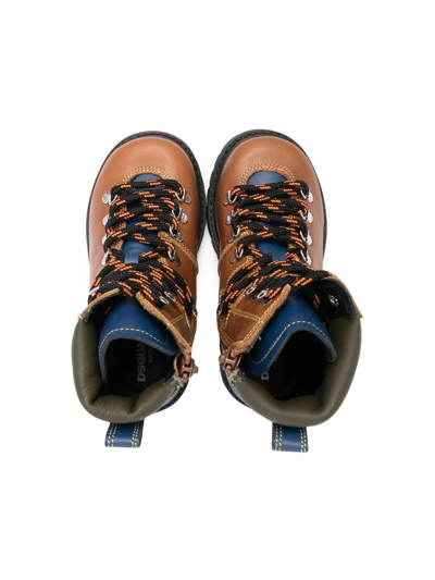 Shop Dsquared2 Leather Hiking Boots In Brown