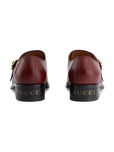 Shop Gucci Buckled Leather Brogues In Red