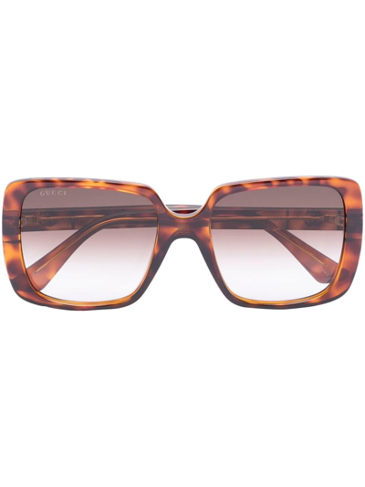 Shop Gucci Square-frame Sunglasses In Brown