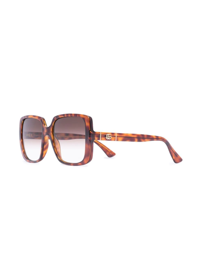 Shop Gucci Square-frame Sunglasses In Brown