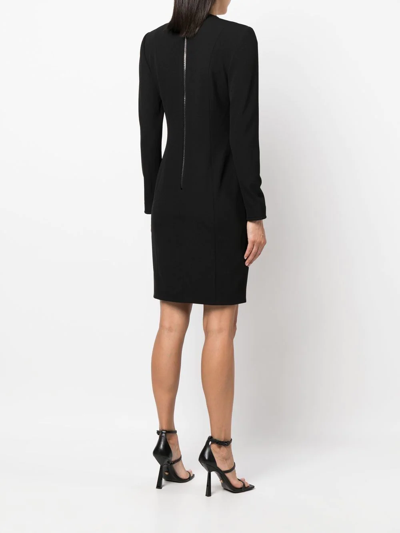 Shop Genny V-neck Fitted Dress In Black