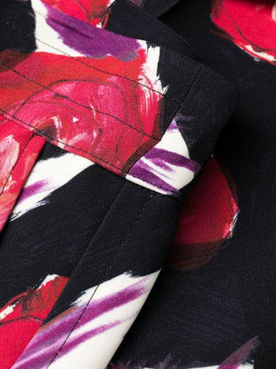 Shop Marni Floral-print Wide-leg Trousers In Black