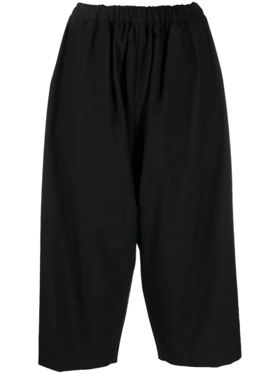 Shop Comme Des Garçons Cropped Elasticated Trousers In Black