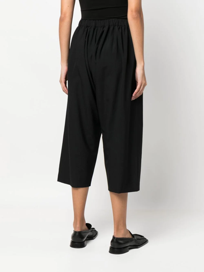 Shop Comme Des Garçons Cropped Elasticated Trousers In Black