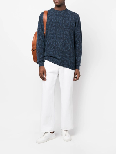 Shop Etro Paisley-print Knitted Jumper In Blue