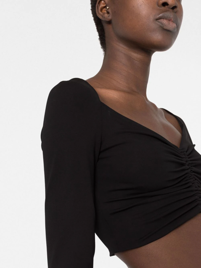 Shop Versace V-neck Cropped Blouse In Black