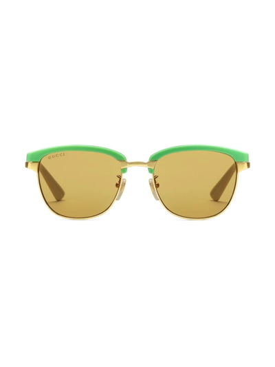 Shop Gucci Interchangeable-rim Round Sunglasses In Gold