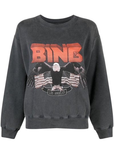 Shop Anine Bing Graphic-print Cotton Sweatshirt In Black