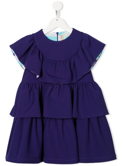 Shop Pucci Junior Tiered Mini Dress In Purple