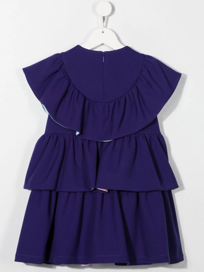 Pucci Junior Tiered Mini Dress In Purple