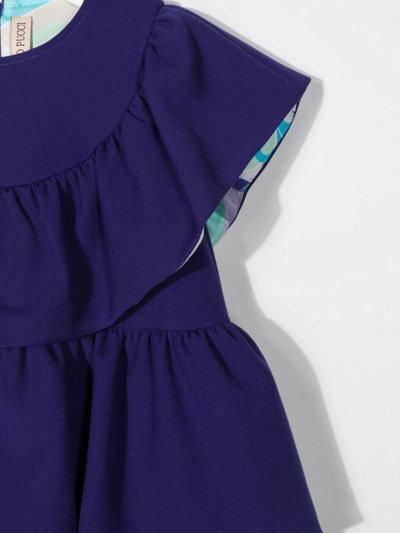 Pucci Junior Tiered Mini Dress In Purple