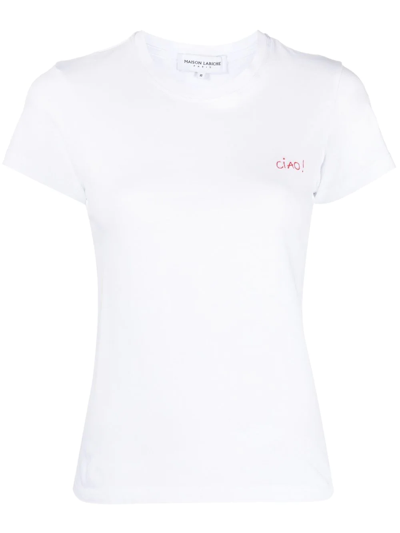 Shop Maison Labiche Organic-cotton Short-sleeve T-shirt In White
