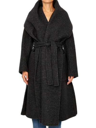Shop Max Mara Long Sleeved Belted Coat In Black