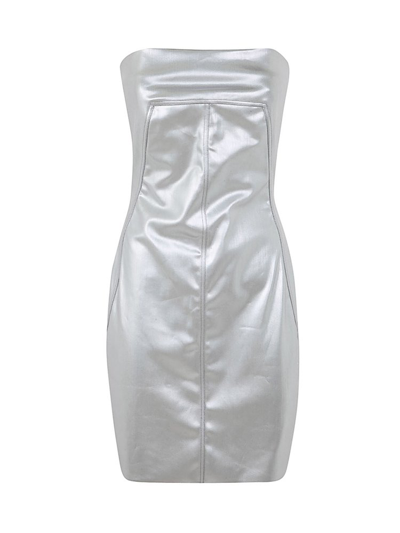 Shop Rick Owens Sleeveless Zipped Mini Dress In Silver