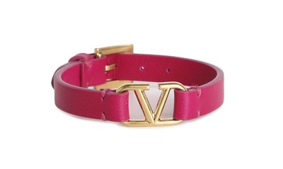 Shop Valentino Garavani Vlogo Buckled Bracelet In Pink