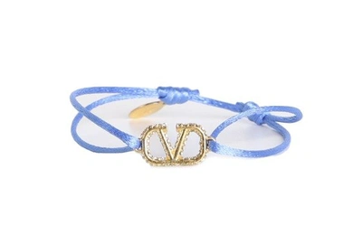 Shop Valentino Garavani Vlogo Embellished Bracelet In Blue