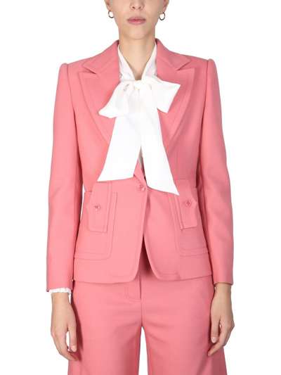Shop Boutique Moschino Buttoned Side Pocket Blazer In Pink