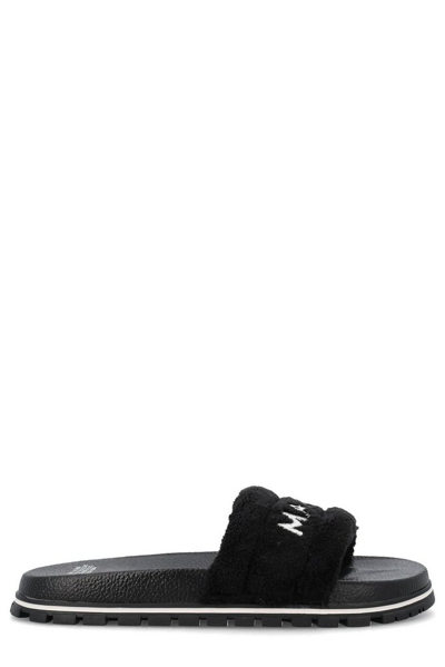 Shop Marc Jacobs Logo Embroidered Slides In Black