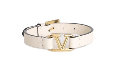 Shop Valentino Garavani Vlogo Buckled Bracelet In White
