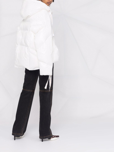 Khrisjoy Logo Drawstring Puffer Jacket In White