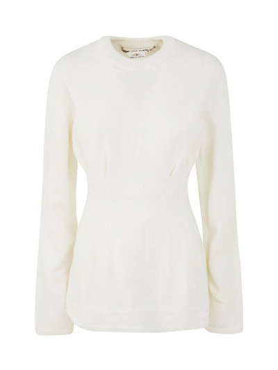 Shop Comme Des Garçons Fitted Waist Knitted Sweater In White