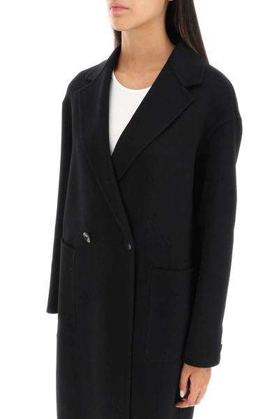 Shop Agnona Double-breasted Cashmere Coat In Black