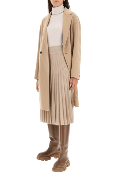 Shop Agnona Double-breasted Cashmere Coat In Beige